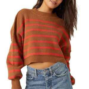 Free People Easy Street Stripe Crop Pullover